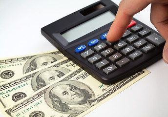 Image showing Calculator and money - accounting concept