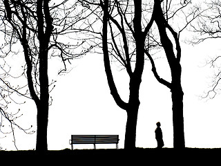 Image showing Alone - black and white but still in colour