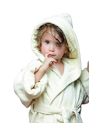 Image showing cute girl in bathrobe portrait