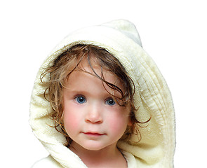 Image showing cute girl in bathrobe portrait