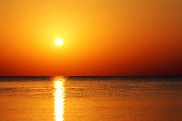 Image showing landscape with sunrise over sea