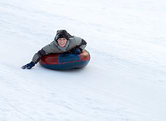 Image showing Boy Sledding