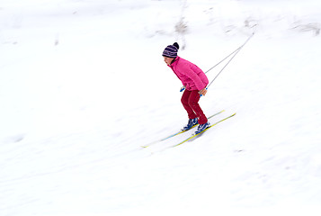 Image showing Bright girl Skiing
