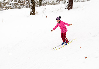 Image showing Bright girl Skiing