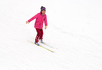 Image showing Bright girl Skiing