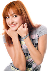 Image showing Close-up portrait of pretty red-haired girl