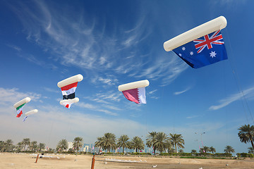 Image showing Asian Cup flags in Doha