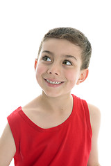 Image showing Beautiful child looking sideways smiling