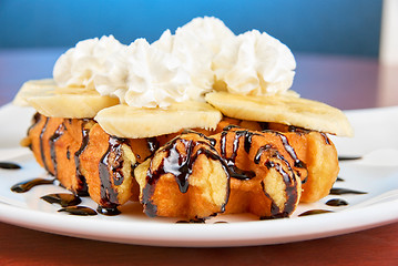 Image showing Waffle with banana