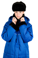 Image showing blue quilted coat