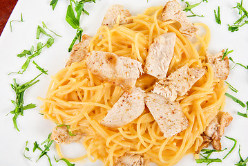 Image showing Pasta with chicken meat