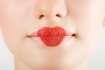 Image showing heart strawberry lips