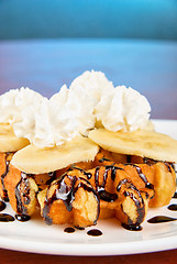 Image showing Waffle with banana