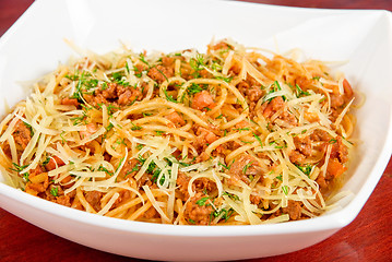 Image showing Pasta with meat