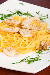 Image showing Pasta with chicken meat