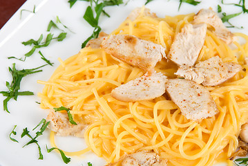 Image showing Pasta with chicken meat