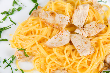 Image showing Pasta with chicken meat