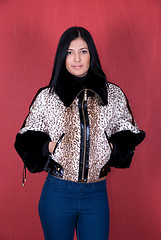 Image showing girl at leopard jacket