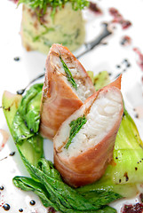 Image showing pike perch at bacon