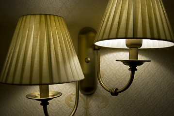 Image showing Photo of wall lamp with dim light   