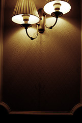 Image showing Photo of wall lamp with dim light