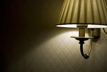 Image showing Photo of wall lamp with dim light    