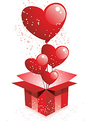 Image showing Happy Valentine's Day  Gift with Hearts Balloons