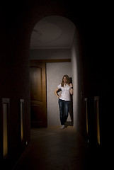 Image showing  girl posing in the  corridor