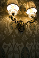 Image showing Photo of wall lamp with dim light   