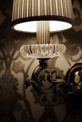 Image showing Photo of wall lamp with dim light    