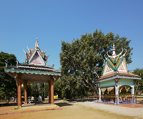 Image showing Pavilions at Buddhist temple in Cambodia