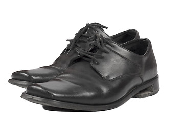 Image showing used black mans shoes