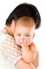 Image showing Baby chewing finger