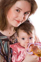 Image showing Mother feeding baby