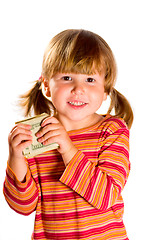 Image showing Girl holding dollars