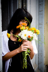 Image showing Girl with bouquet