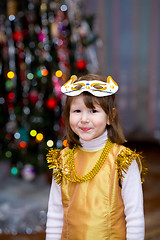 Image showing Girl wearing carnival mask