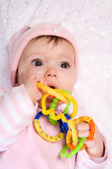 Image showing Baby with toy