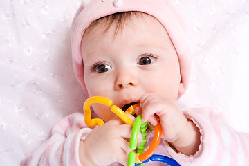 Image showing Baby with toy