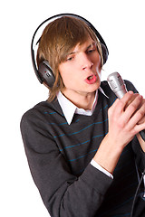 Image showing Young man singing
