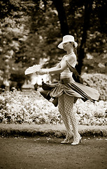 Image showing Young woman dancing