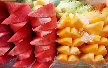 Image showing Watermelon and mango on ice