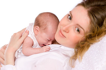 Image showing mother holding crying  baby