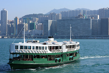 Image showing Ferry boat in Victoria Harbor, Hong Kong 