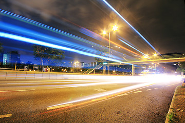 Image showing Megacity Highway at night with light trails