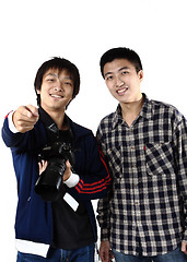 Image showing two asia man with camera