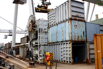 Image showing cargo cranes at harbor 