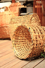 Image showing many yellow Wicker Basket 