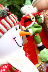 Image showing Christmas background with Santa and snowm