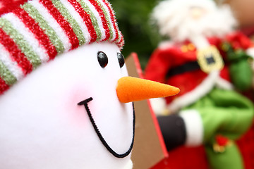 Image showing Christmas background with Santa and snowm